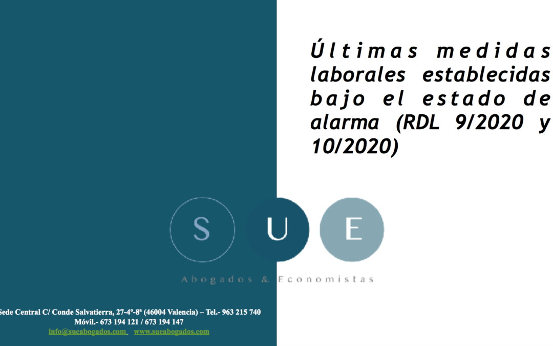 Últimas medidas laborales establecidas bajo el estado de alarma (RDL 9/2020 y 10/2020)